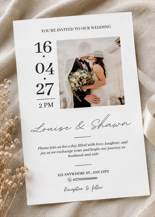Elegant Photo Wedding Invitation Digital Download