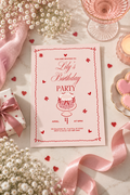 Pink Floral Birthday Invitation | Elegant Pink & Red Birthday Party Invite Digital Download