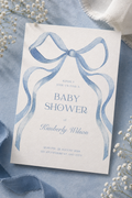 Blue Bow Baby Shower Invitation Digital Download | Printable Baby Shower Invite