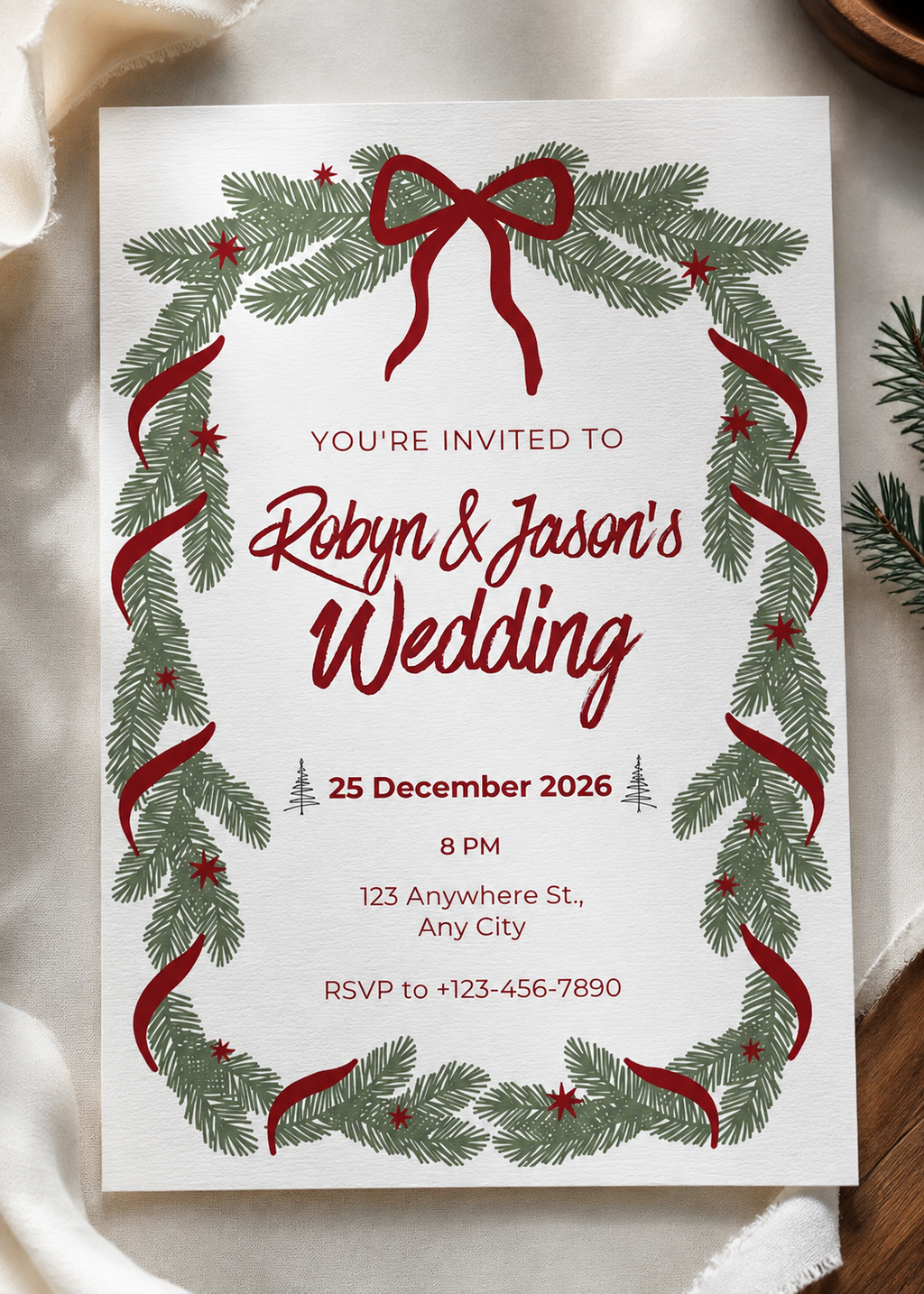 🎄 Christmas Wedding Invitation – Elegant Winter Wedding Invite Digital Download