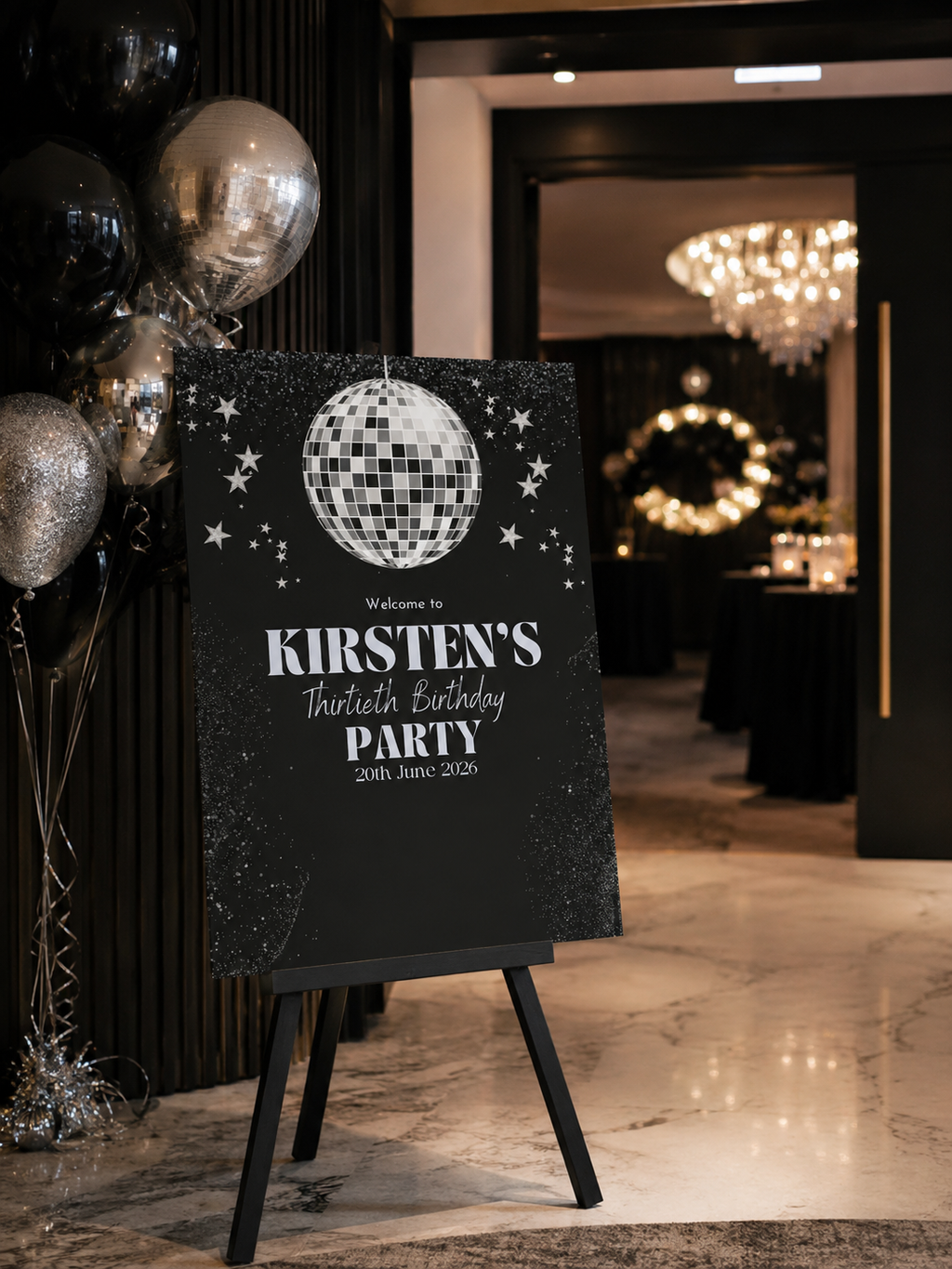 Editable Birthday Party Welcome Sign | Disco Party | Digital Download