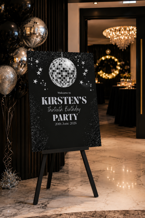 Editable Birthday Party Welcome Sign | Disco Party | Digital Download