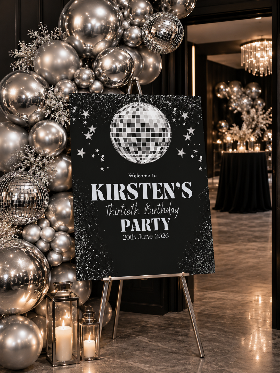 Editable Birthday Party Welcome Sign | Disco Party | Digital Download