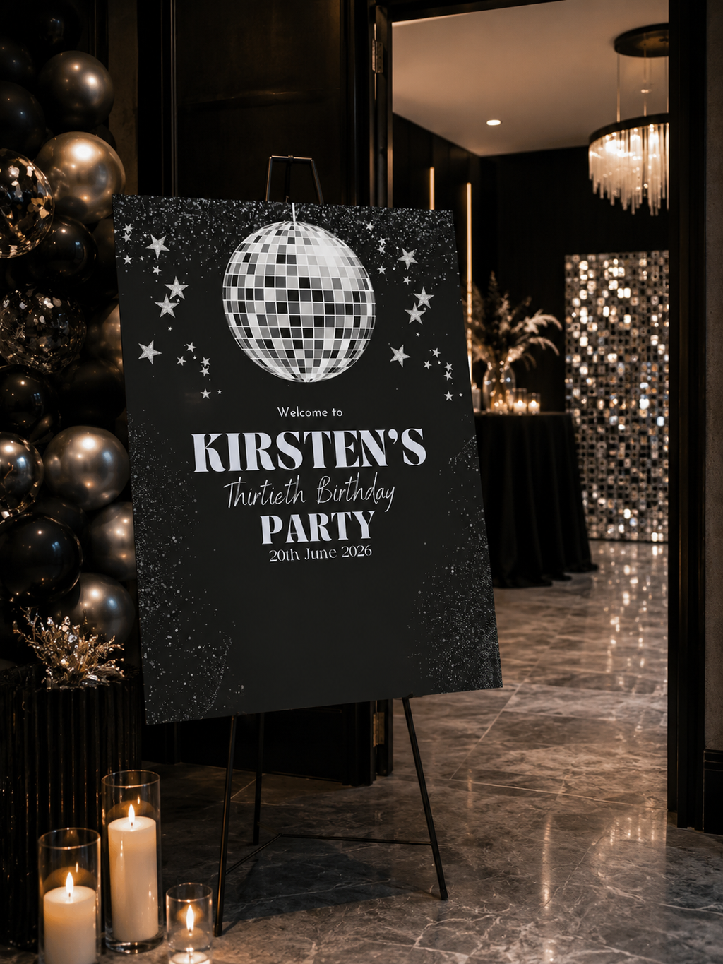Editable Birthday Party Welcome Sign | Disco Party | Digital Download