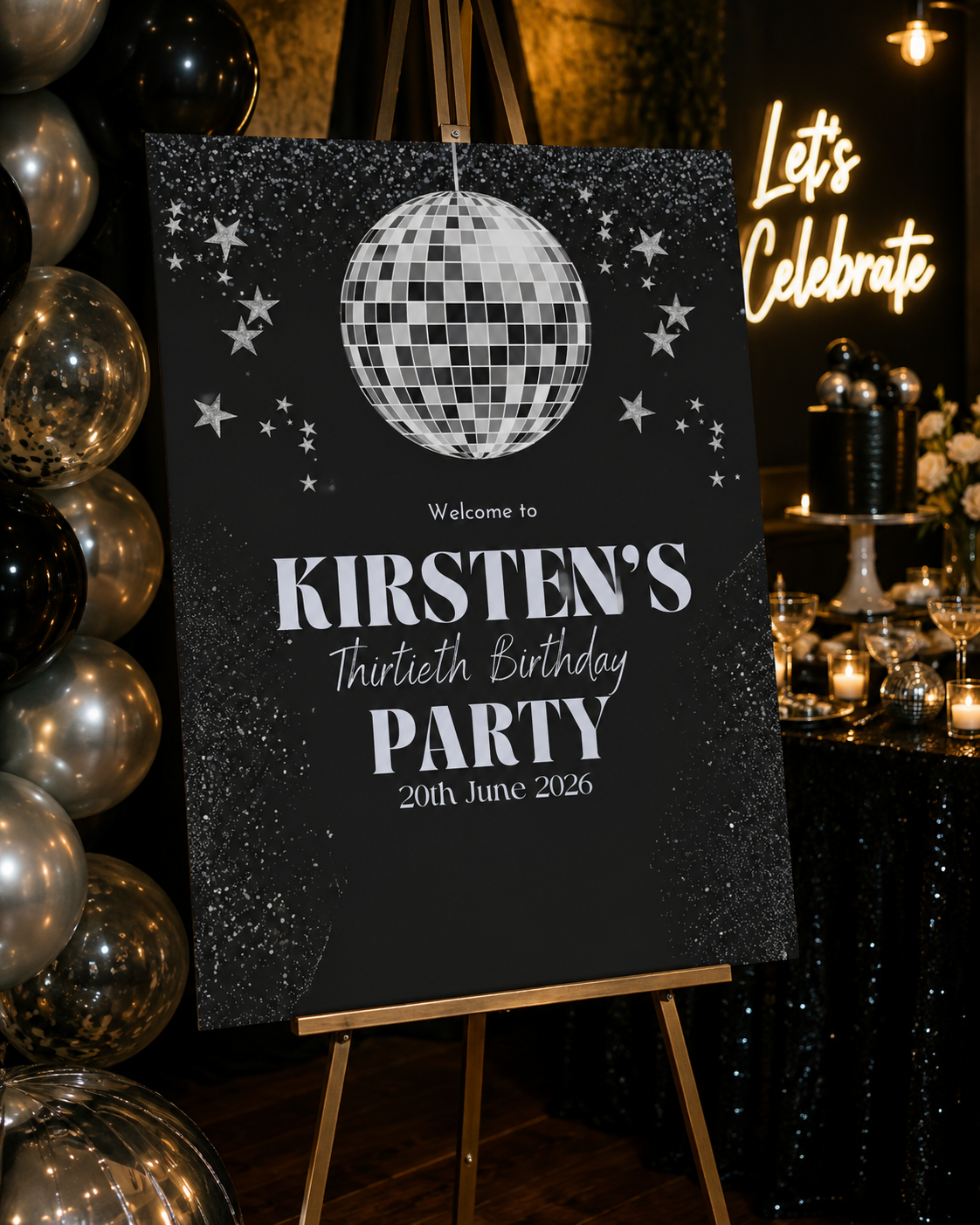 Editable Birthday Party Welcome Sign | Disco Party | Digital Download