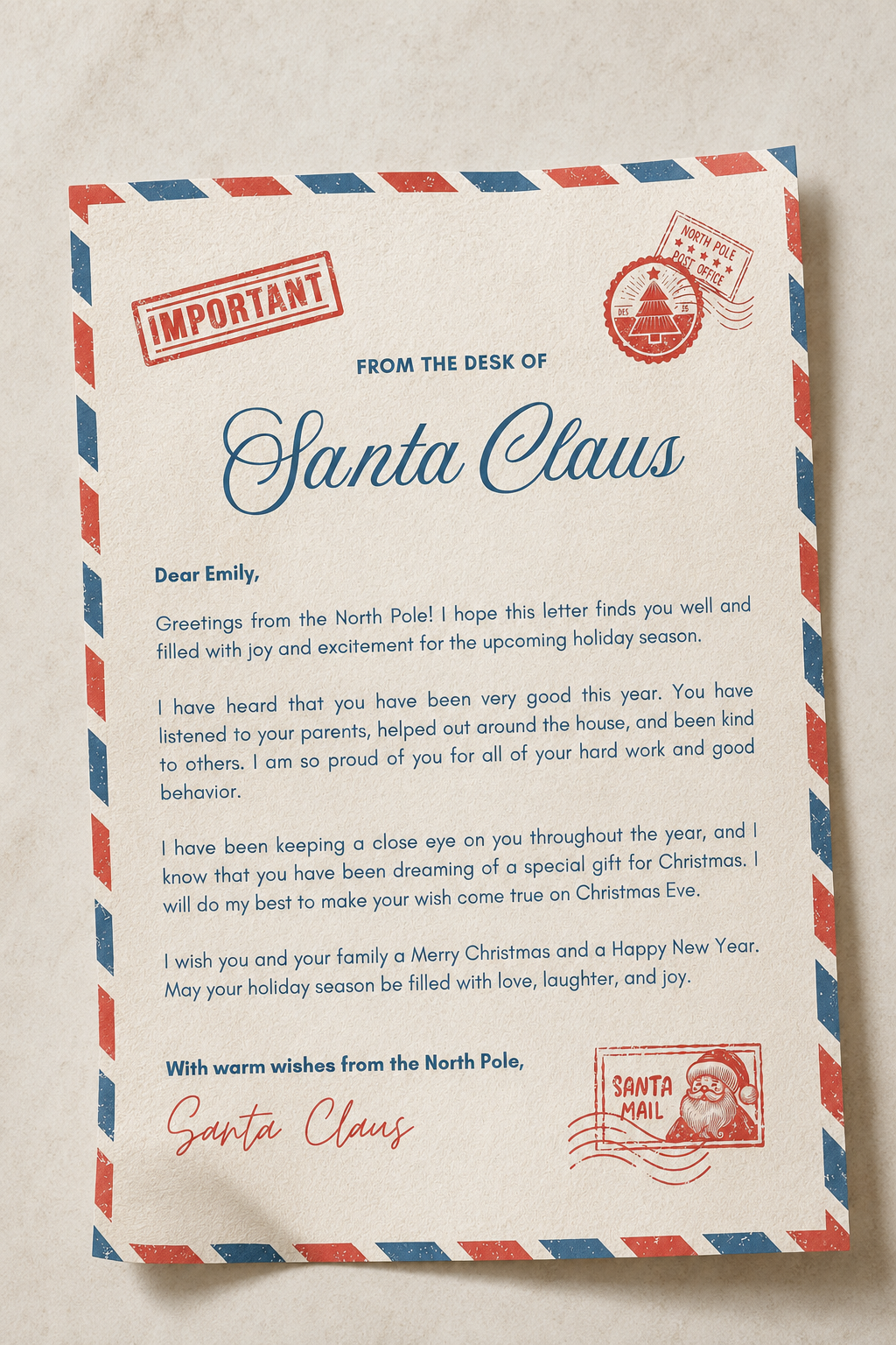 Printable Letter from Santa Claus | Letter from Santa Digital Download