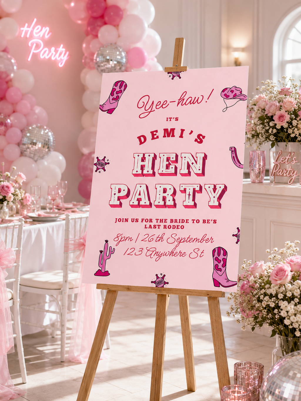 Last Rodeo Hen Party Welcome Sign | Pink Cowgirl Hen Party | Digital Download
