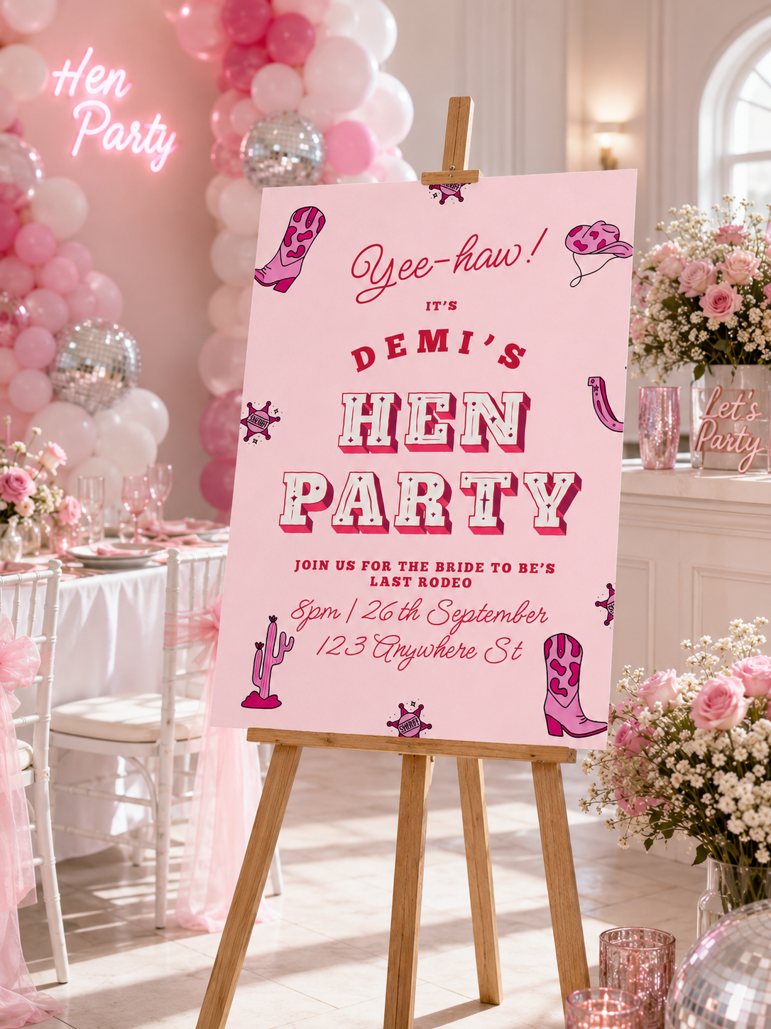 Last Rodeo Hen Party Welcome Sign | Pink Cowgirl Hen Party | Digital Download