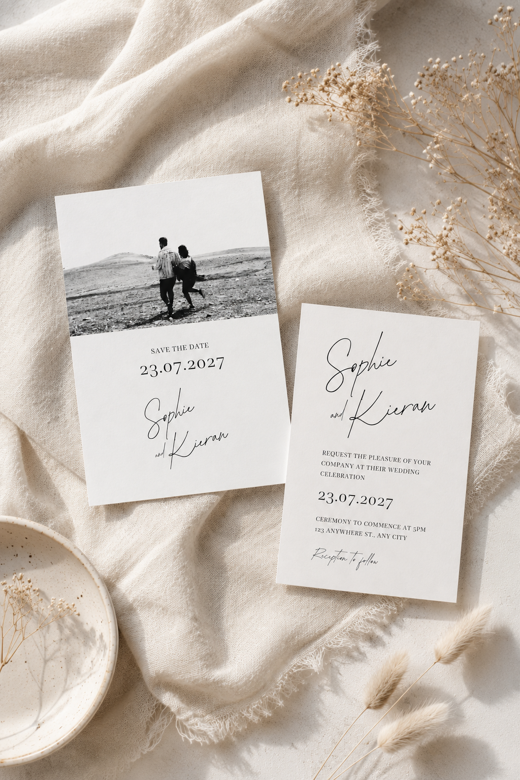 Minimalist Photo Wedding Invitation | Modern Photo Wedding Stationery | Elegant Digital Template