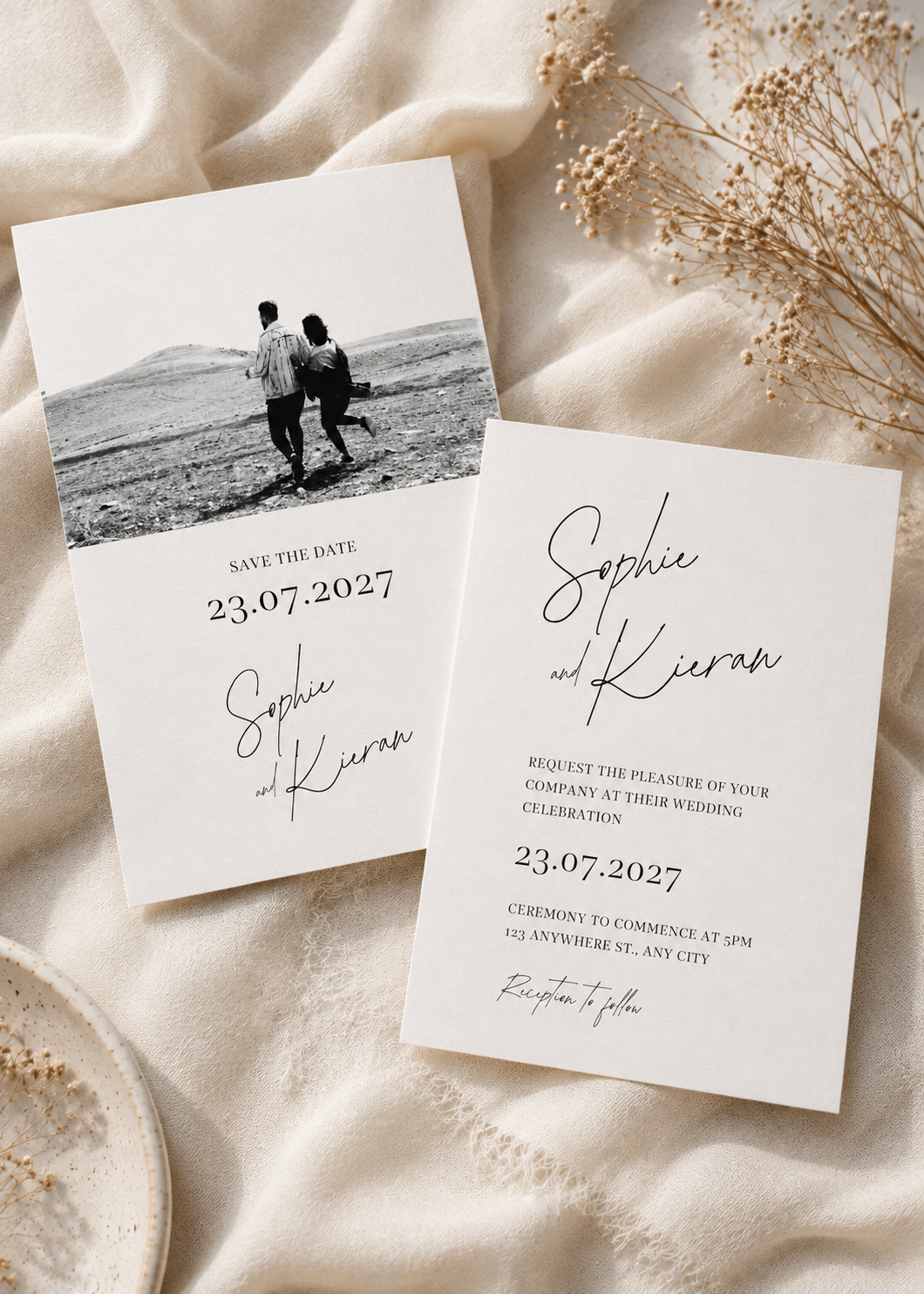 Minimalist Photo Wedding Invitation | Modern Photo Wedding Stationery | Elegant Digital Template