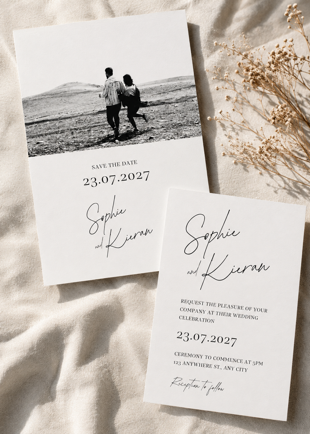 Minimalist Photo Wedding Invitation | Modern Photo Wedding Stationery | Elegant Digital Template