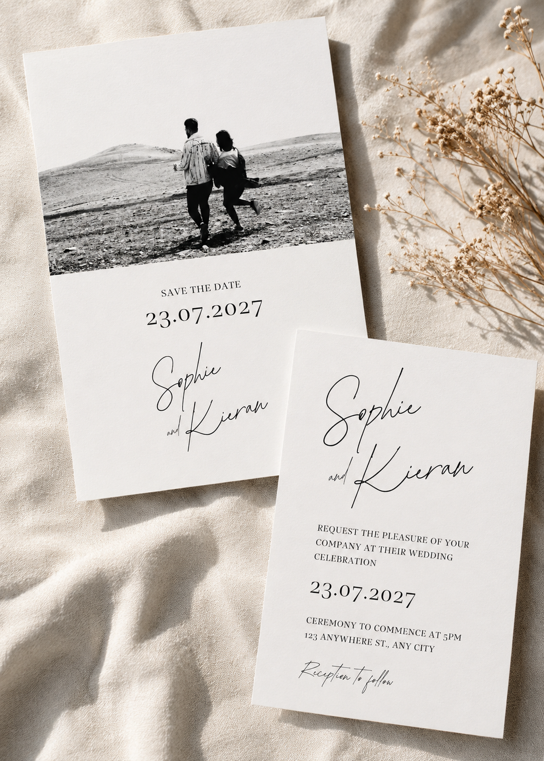 Minimalist Photo Wedding Invitation | Modern Photo Wedding Stationery | Elegant Digital Template