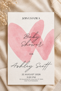 Pink Heart Baby Shower Invitation Digital Download | Printable Baby Shower Invite
