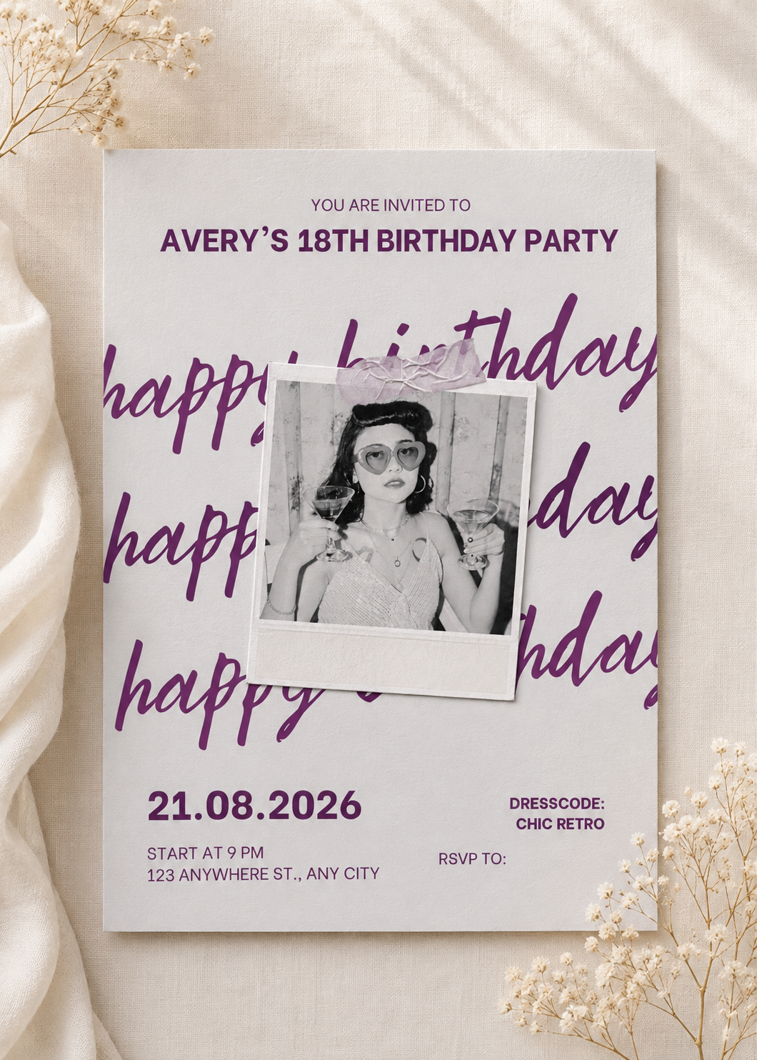 Retro Polaroid Birthday Invite | Digital Download