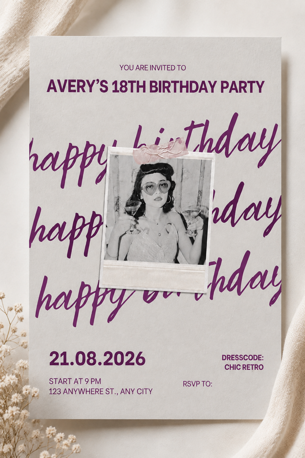 Retro Polaroid Birthday Invite | Digital Download