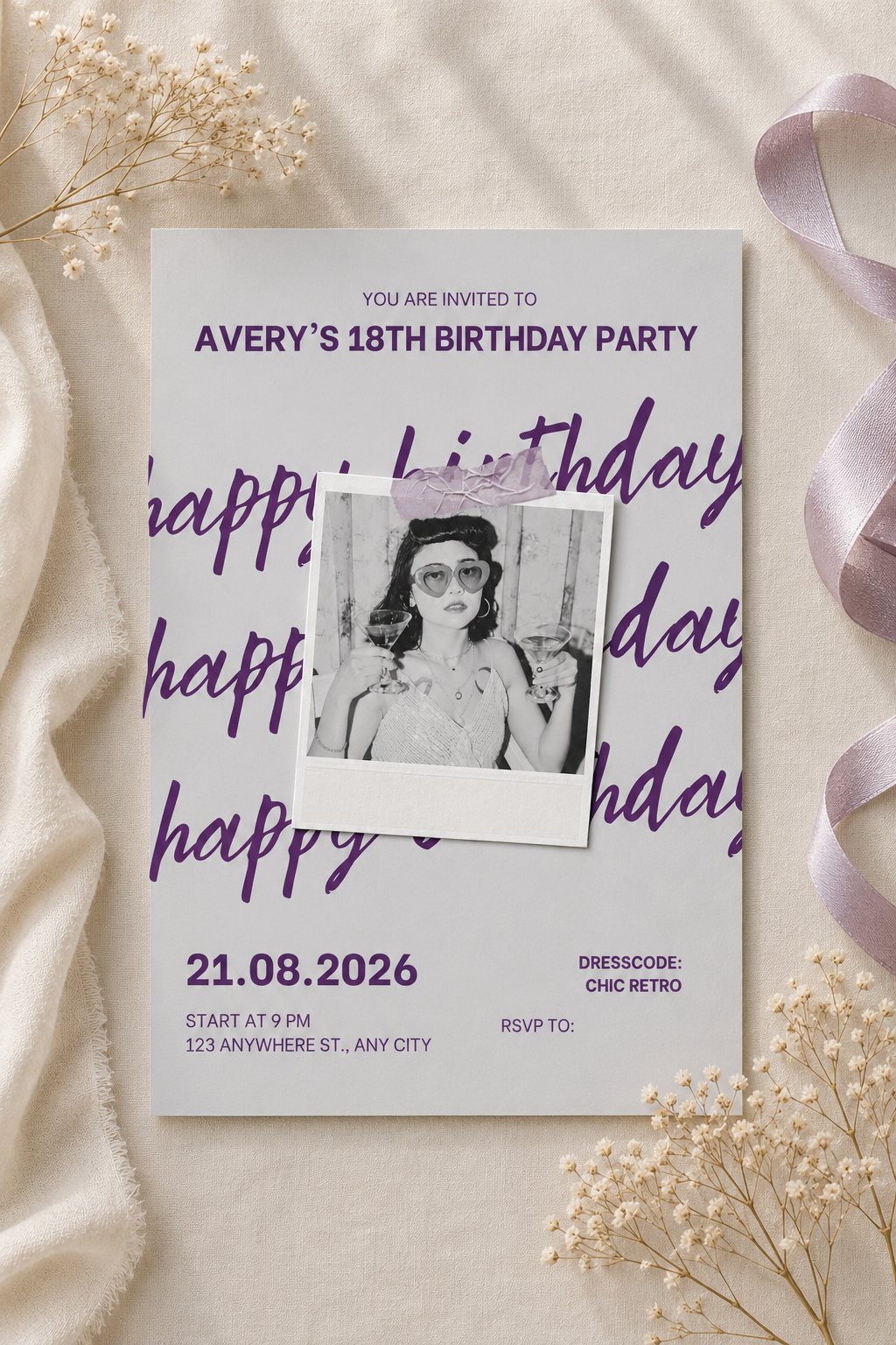 Retro Polaroid Birthday Invite | Digital Download