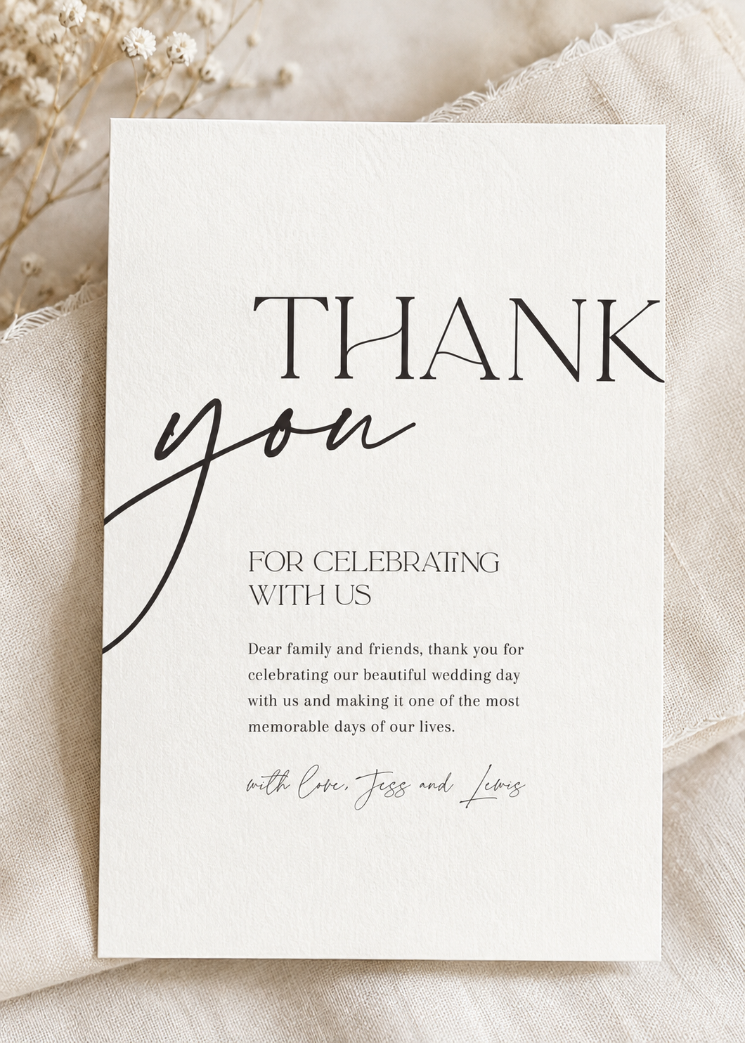 Wedding Thank You Note, Digital Download Elegant Thank You Wedding Card