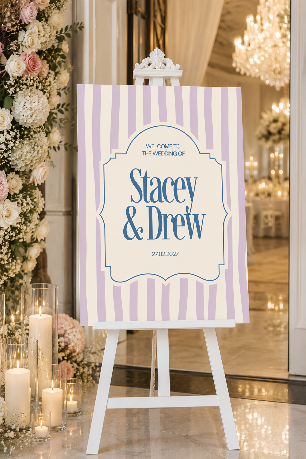 Wedding Welcome Sign Digital Download | Striped Wedding Sign