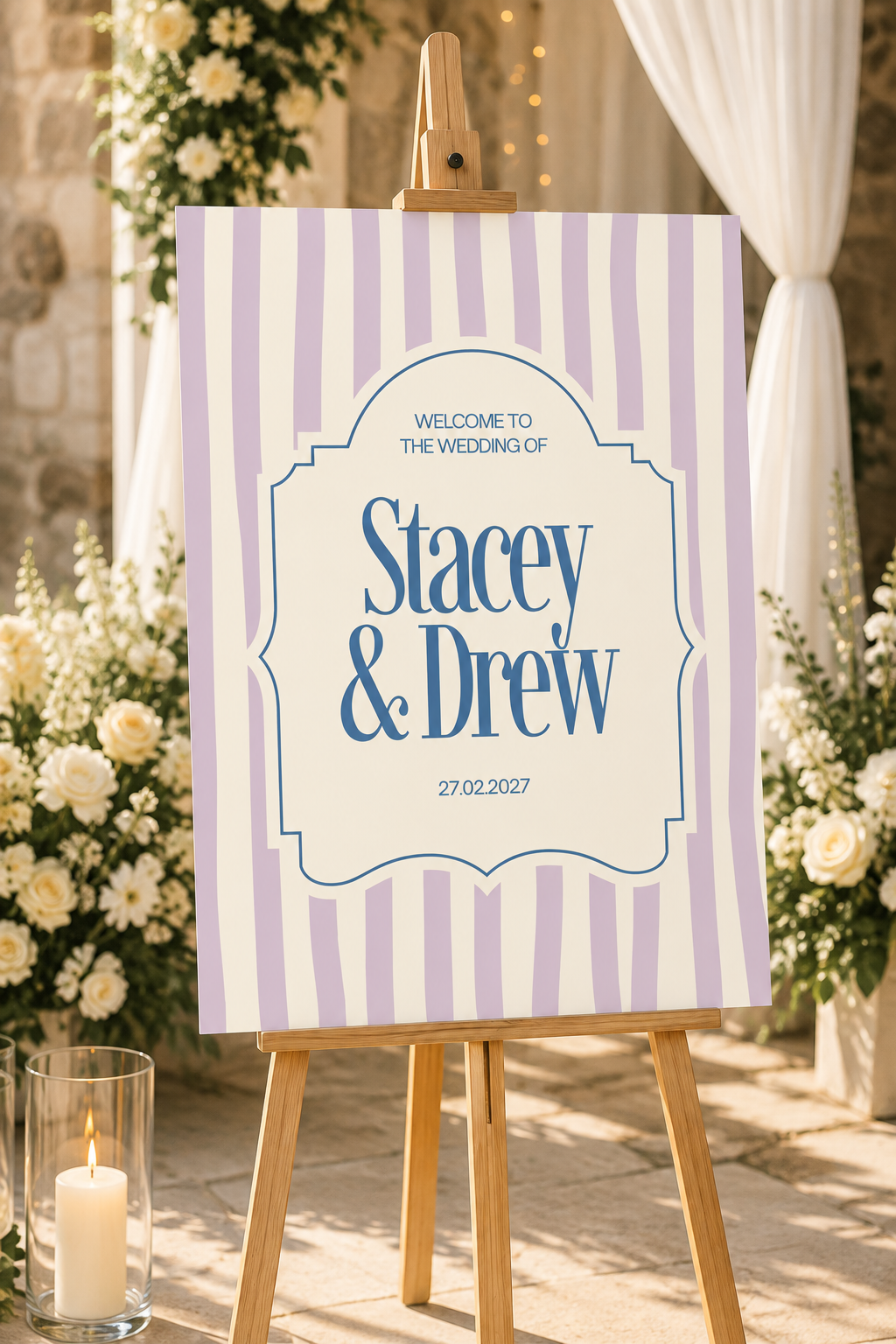Wedding Welcome Sign Digital Download | Striped Wedding Sign