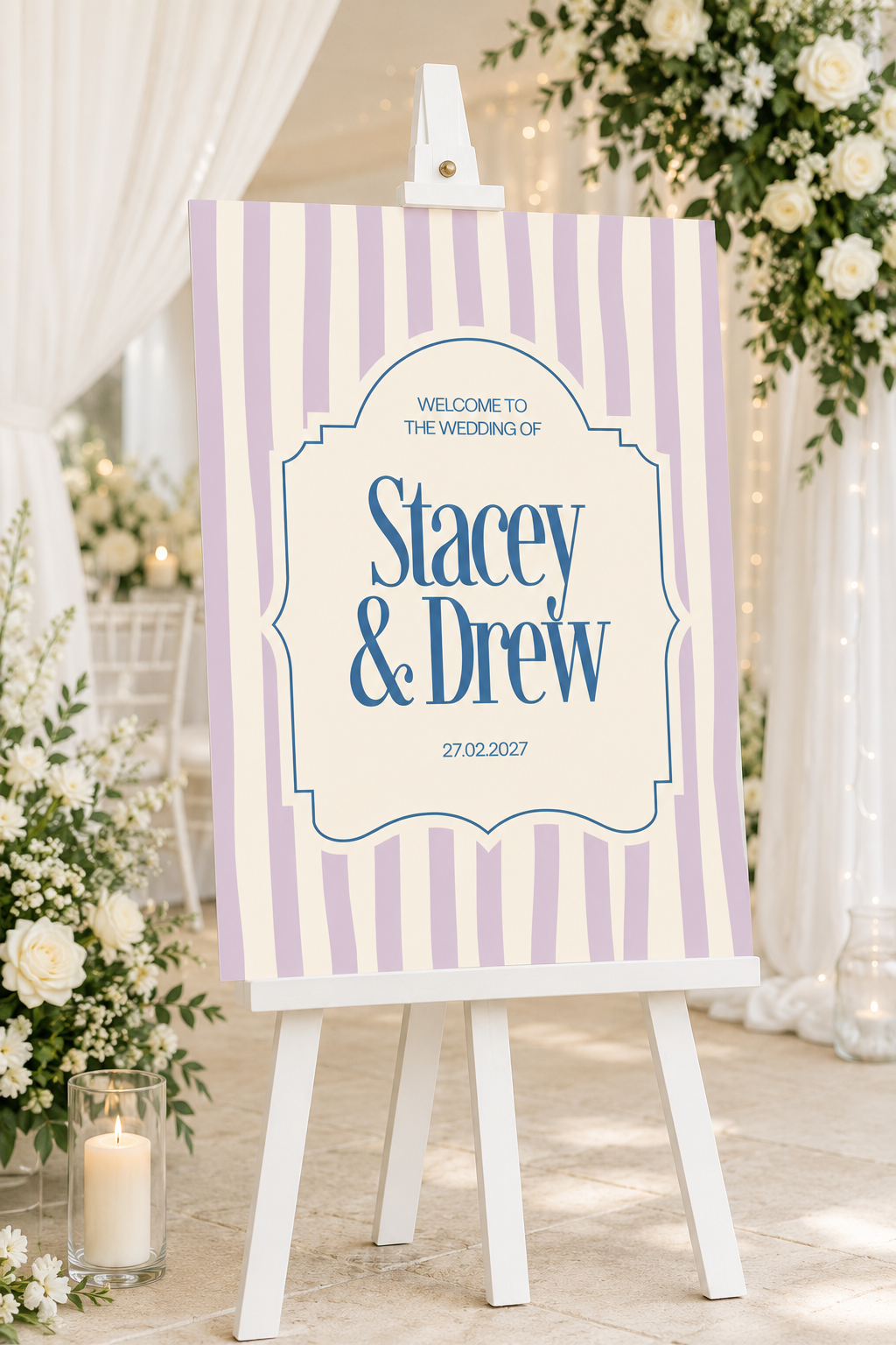 Wedding Welcome Sign Digital Download | Striped Wedding Sign