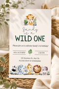 Wild One Safari 1st Birthday Invitation Digital Download